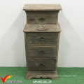 Floral Carved 4 Drawers Wood Filing Cabinet